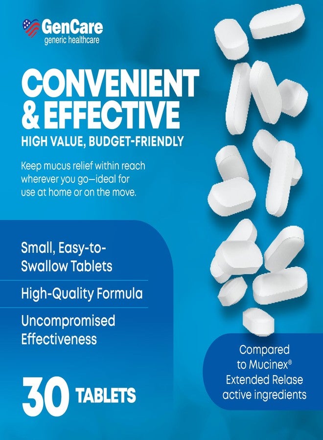 GenCare Mucus Relief 1200 mg Maximum Strength (30 Count) 1200mg Guaifenesin Extended-Release Tablets – Expectorant for Chest Congestion Relief for Adults – Compare to Maximum Strength 12 Hour - Image 4